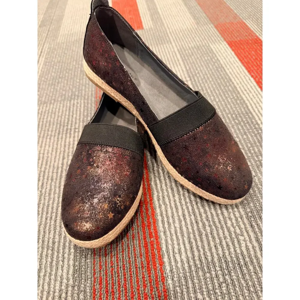 New David “Grin” Tate Metallic Star Slip-On Espadrille Flats Women’s Size 8 Wide